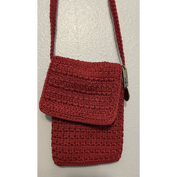 The Sak Crochet Mini RED Crossbody Shoulder Purse Bag 7" × 5.5" Boho Festival - Picture 8 of 8